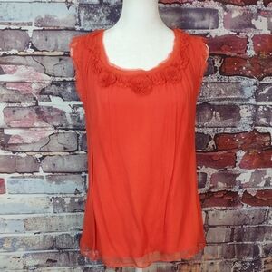 Elie Tahari Crinkle Silk Chiffon Tank Top